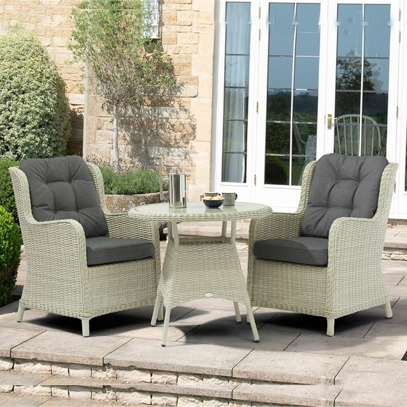 CHEDWORTH DOVE GREY RATTAN ROUND BISTRO SET