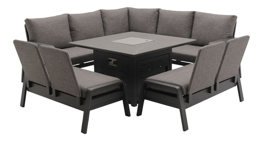 PRAGUE ANTHRACITE SQUARE SOFA & FIREPIT SET