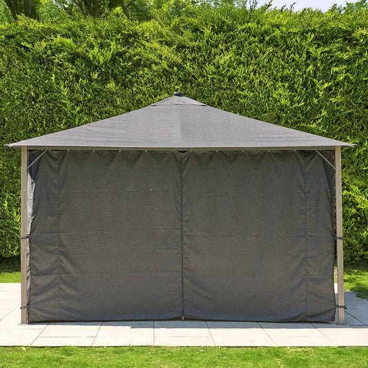SANCTUARY BIRCH EFFECT 4X3 FABRIC GAZEBO WITH SOLAR LIGHTS