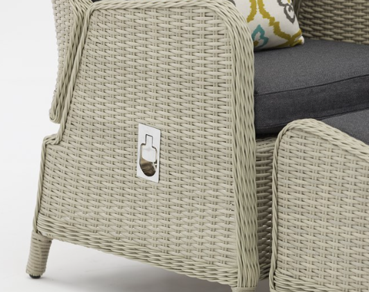 Chedworth Dove Grey Rattan Recliner Set with 2 Footstools & Side Table