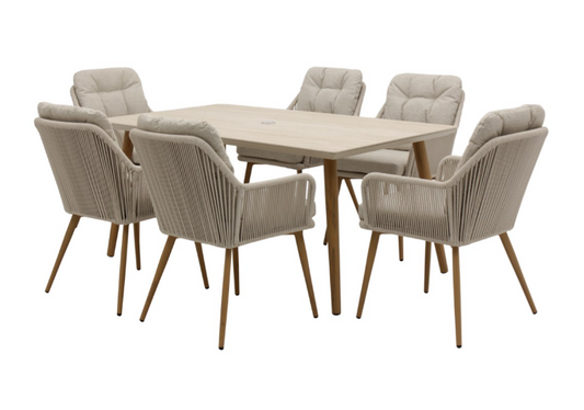 COMO MOCHA 6 SEAT RECTANGLE DINING SET