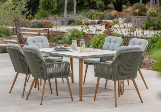 COMO FERN GREEN 6 SEAT RECT DINING SET