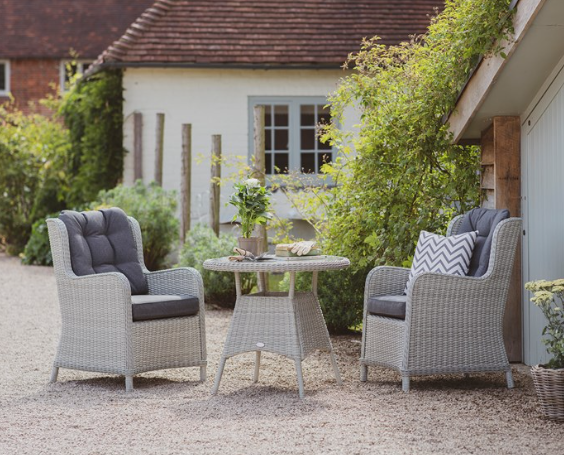 CHEDWORTH DOVE GREY RATTAN ROUND BISTRO SET