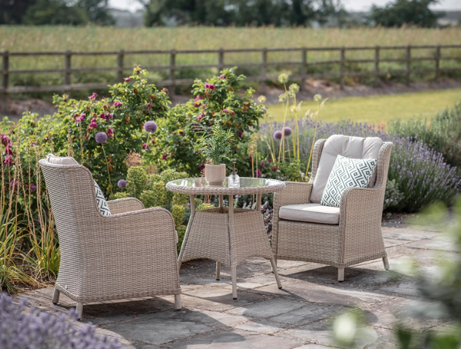 Chedworth Sandstone Rattan Round Bistro Set