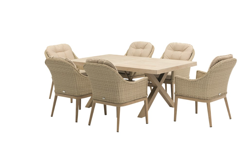 MONTEREY VOGUE RECTANGULAR 6 CHAIR SANDSTONE SET