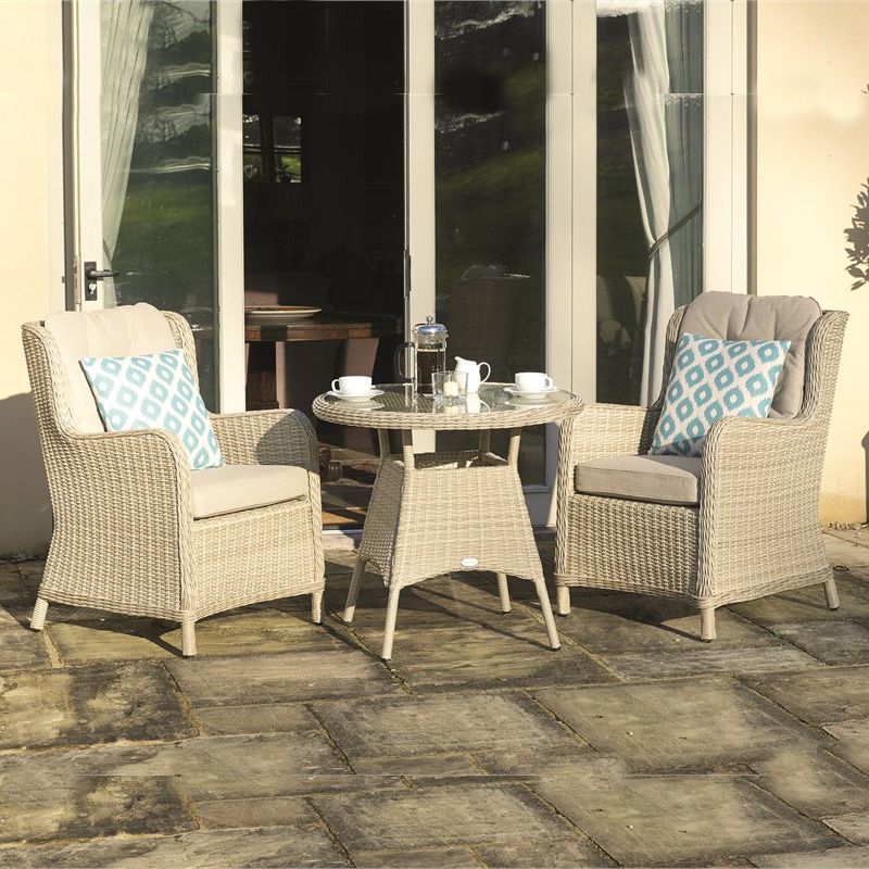 Chedworth Sandstone Rattan Round Bistro Set