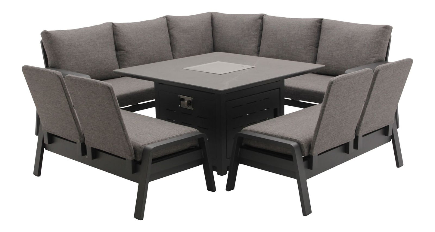 PRAGUE ANTHRACITE SQUARE SOFA & FIREPIT SET