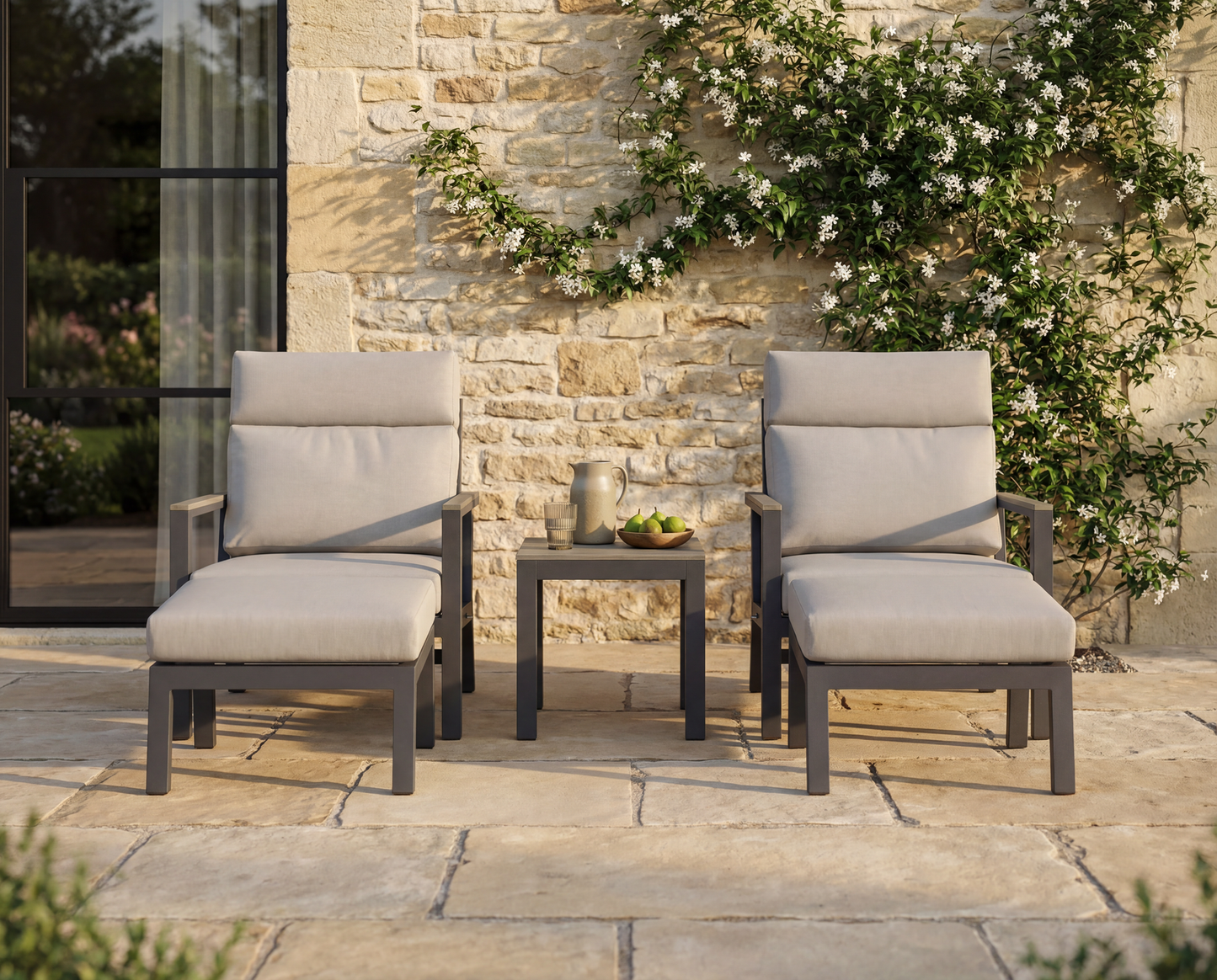 FLORENCE 2 RECLINING SOFA CHAIR FOOTSTOOLS & COFFEE TABLE