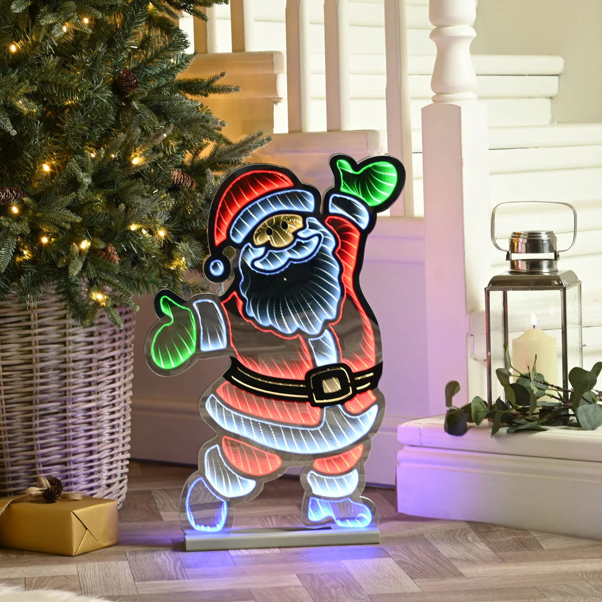 60cm Infinity Standing Santa With Wooden Base