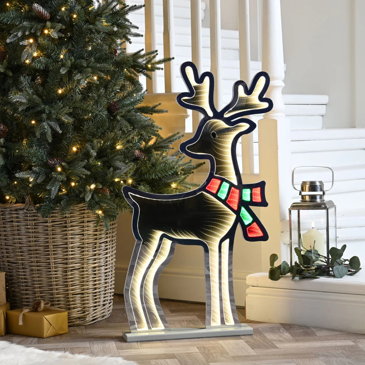 85cm Infinity Standing Deer With Wooden Base