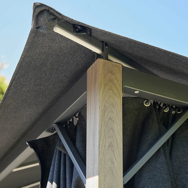 SANCTUARY BIRCH EFFECT 4X3 FABRIC GAZEBO WITH SOLAR LIGHTS