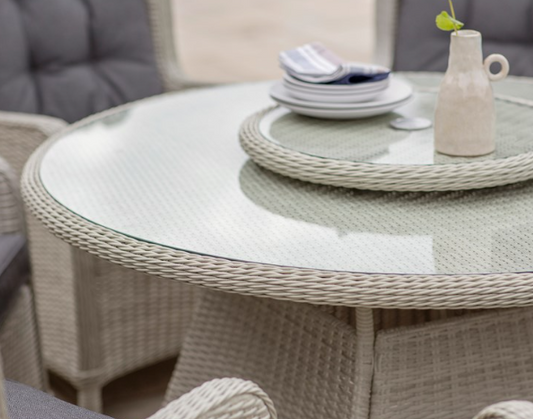 Chedworth 6 Seat Round Dining Set with Parasol - Dove Grey