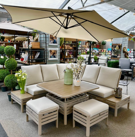 PALERMO LARGE SQUARE MODULAR DINING SET ADJUSTABLE TABLE
