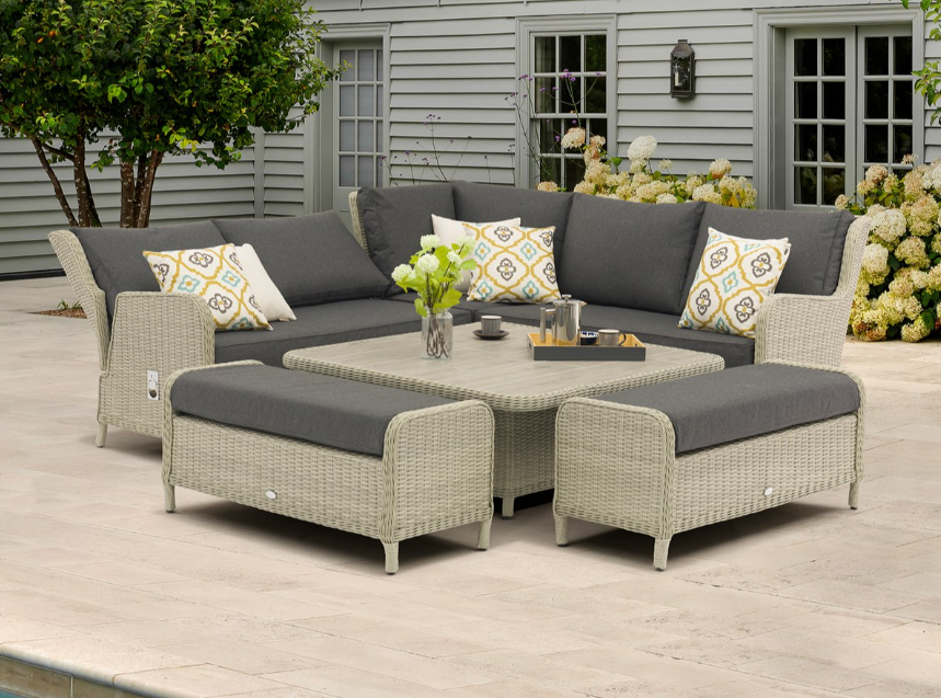 CHEDWORTH SQUARE SOFA ADJUSTABLE TABLE DOVE GREY