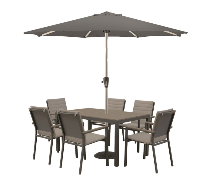 FLORENCE RECTANGLE 6 SEAT SET PARASOL & BASE