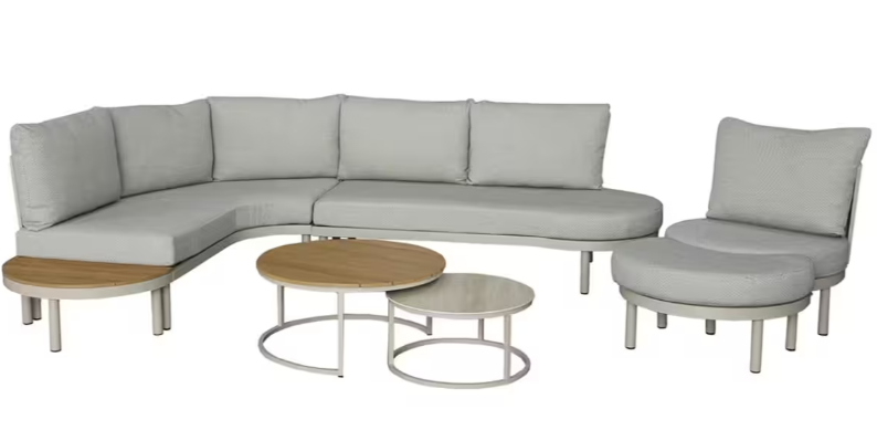 MIAMI L SHAPE SOFA COFFEE TABLE CHAIRS