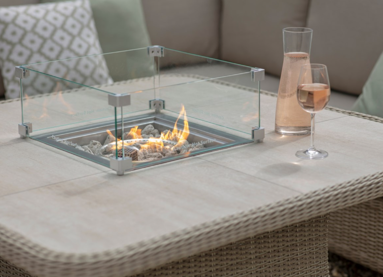 CHEDWORTH SANDSTONE SQUARE SOFA SET WITH FIREPIT