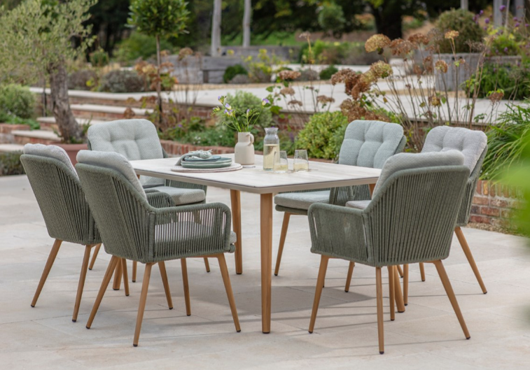 COMO FERN GREEN 6 SEAT RECT DINING SET