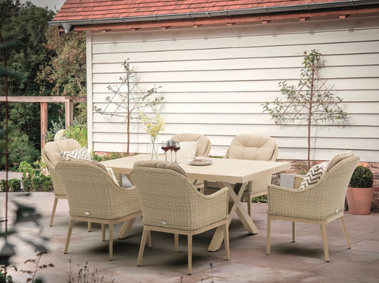 MONTEREY VOGUE RECTANGULAR 6 CHAIR SANDSTONE SET
