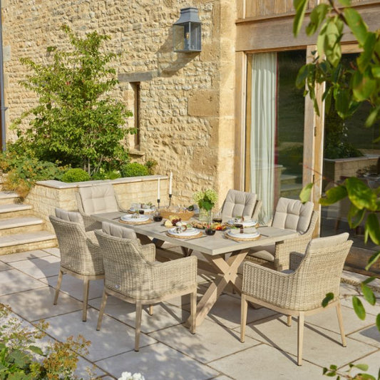 MONTEREY VOGUE RECTANGULAR 6 CHAIR SANDSTONE SET