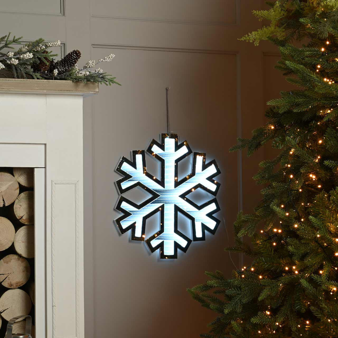 40cm Infinity Light Hanging Snowflake