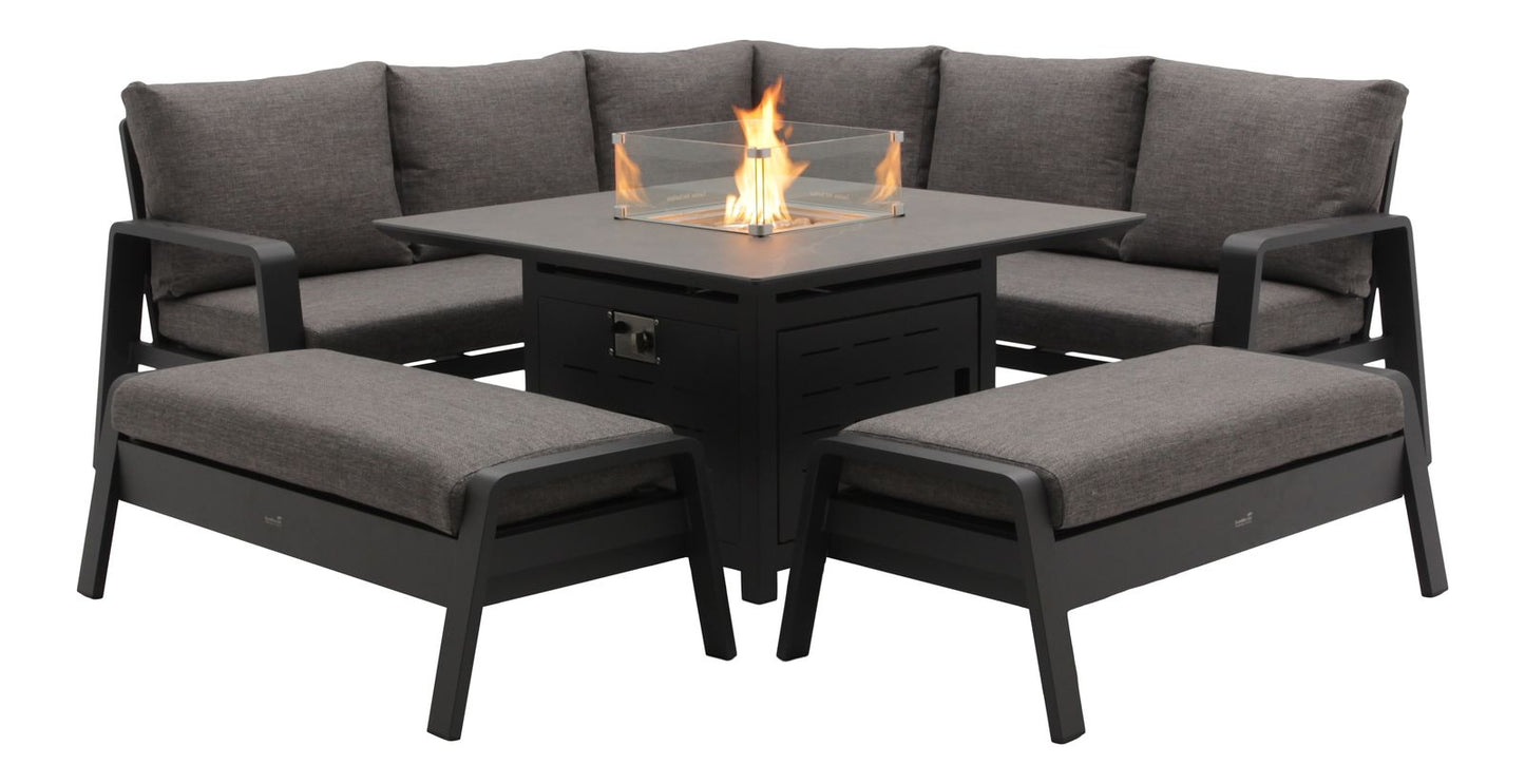 PRAGUE ANTHRACITE SQUARE SOFA & FIREPIT SET
