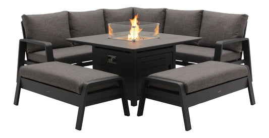 PRAGUE ANTHRACITE SQUARE SOFA & FIREPIT SET