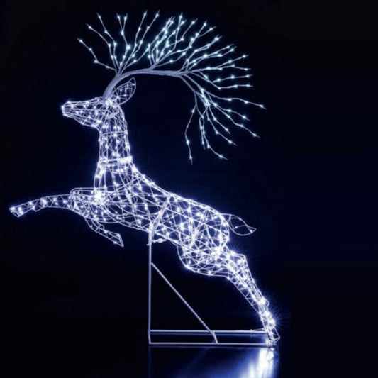 1.5M LEAPING STAG WITH BRANCH ANTLERS