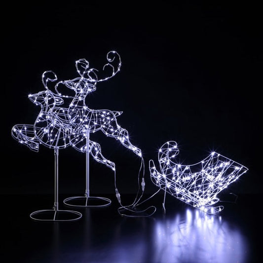 96CM 2 REINDEER WITH SLEIGH
