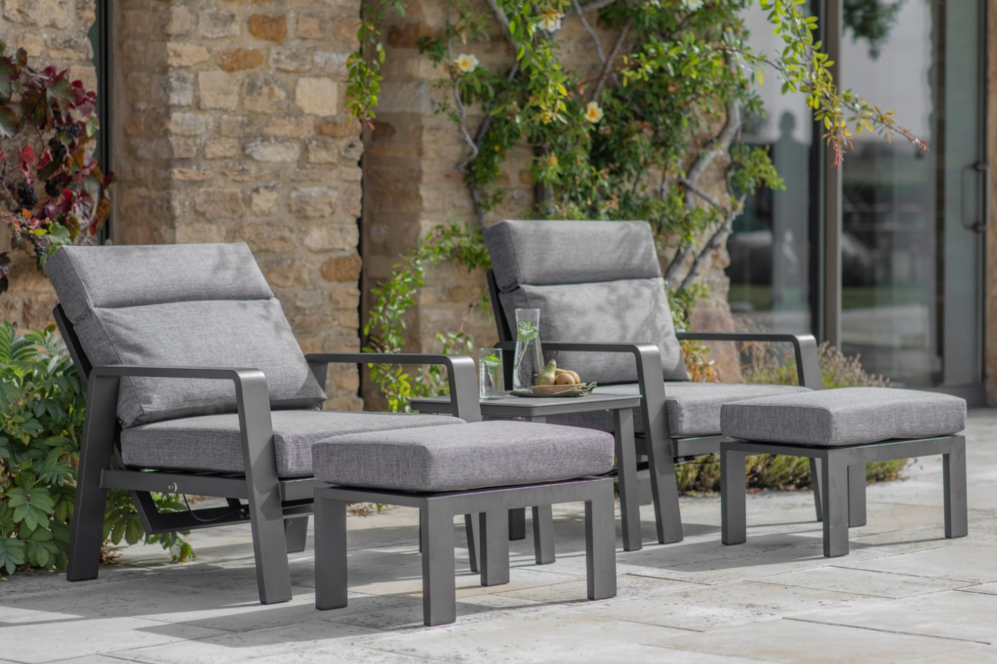 PRAGUE ANTHRACITE RECLINING CHAIRS & FOOTSTOOLS