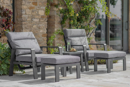 PRAGUE ANTHRACITE RECLINING CHAIRS & FOOTSTOOLS